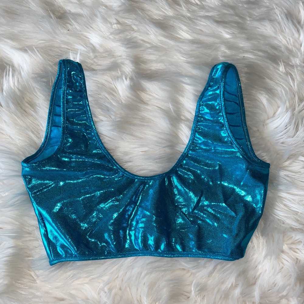 Sparkly blue festival crop top